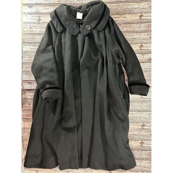 Russeks New York 1940s velvet trim Fur Cape Cloak Coat sz L color Black